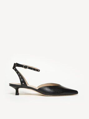 M.Gemi The Piccolo Due Black Nappa Kitten Heels Pumps 36.5 Brand New